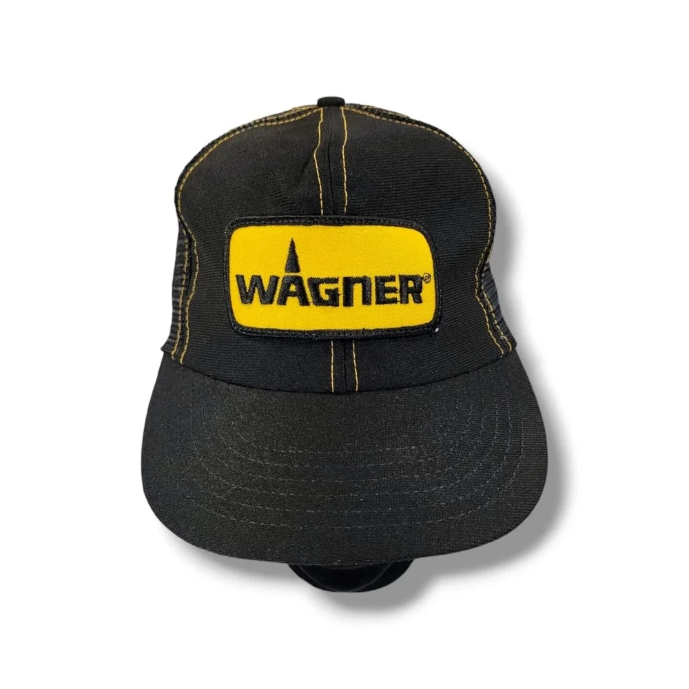 Vintage Wagner Mesh Trucker's Snapback Black Hat‎ Cap By Paramount Cap